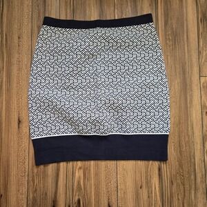 Tommy Hilfiger Geometric Print Knit Sweater Like Skirt Navy White Size XXL